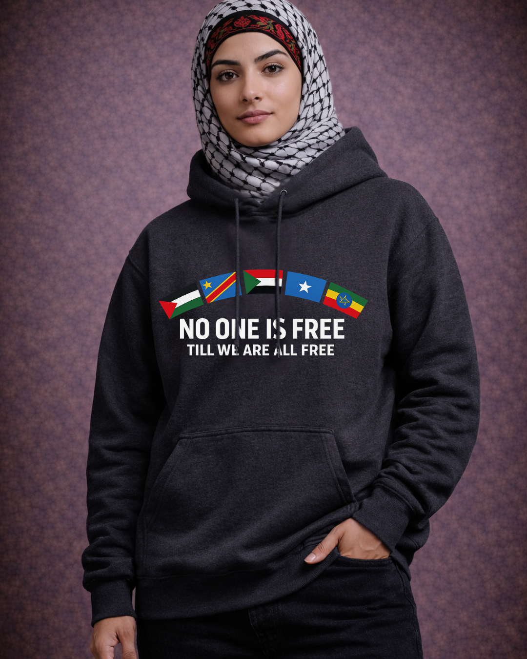None of Us Are Free Hoodie – Noisy Immigrants Collection (Gildan 18500)