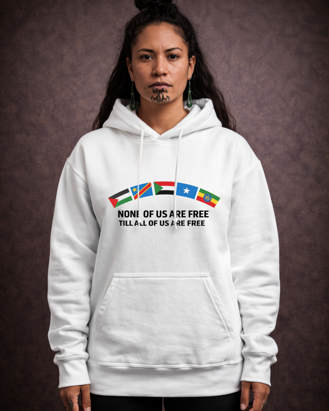 None of Us Are Free Hoodie – Noisy Immigrants Collection (Gildan 18500)
