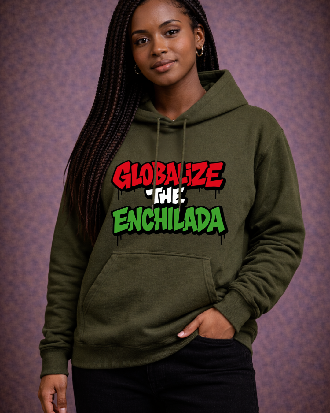 Globalize The Enchilada Hoodie – Noisy Immigrants Collection (Gildan 18500)