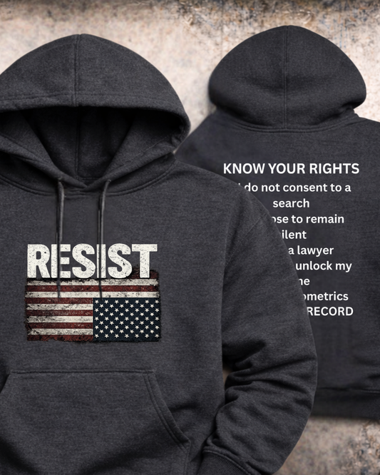 RESIST Hoodie | Unisex Heavy Blend Sweatshirt | Know Your Rights Back Print | Gildan 18500