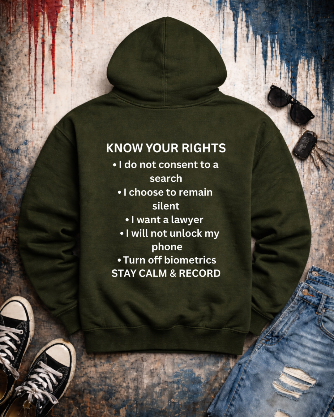 RESIST Hoodie | Unisex Heavy Blend Sweatshirt | Know Your Rights Back Print | Gildan 18500