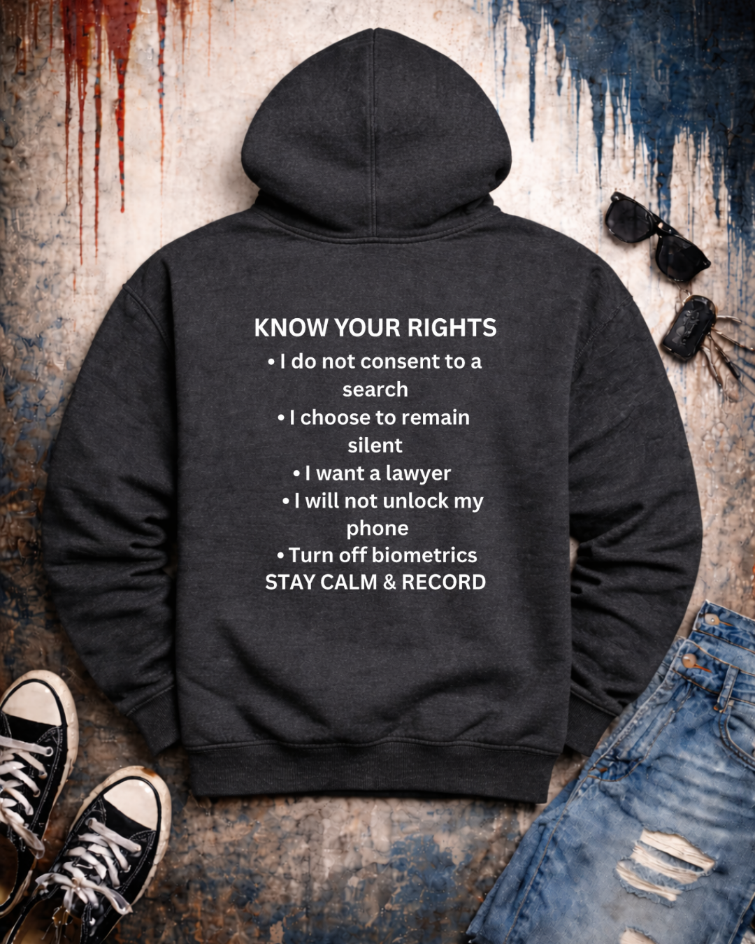 RESIST Hoodie | Unisex Heavy Blend Sweatshirt | Know Your Rights Back Print | Gildan 18500