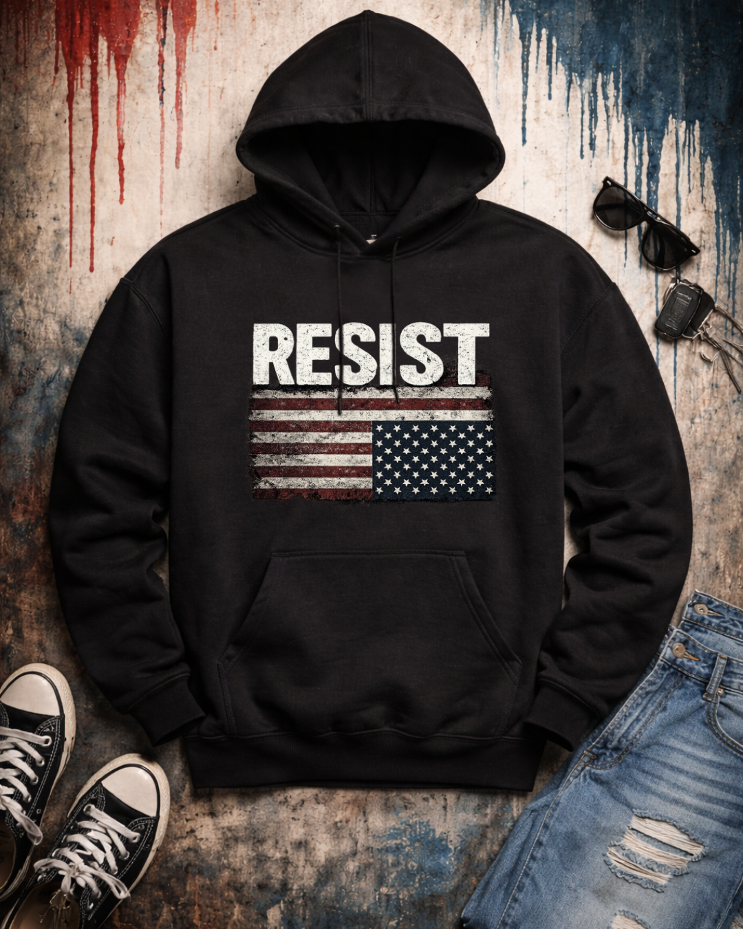 RESIST Hoodie | Unisex Heavy Blend Sweatshirt | Know Your Rights Back Print | Gildan 18500