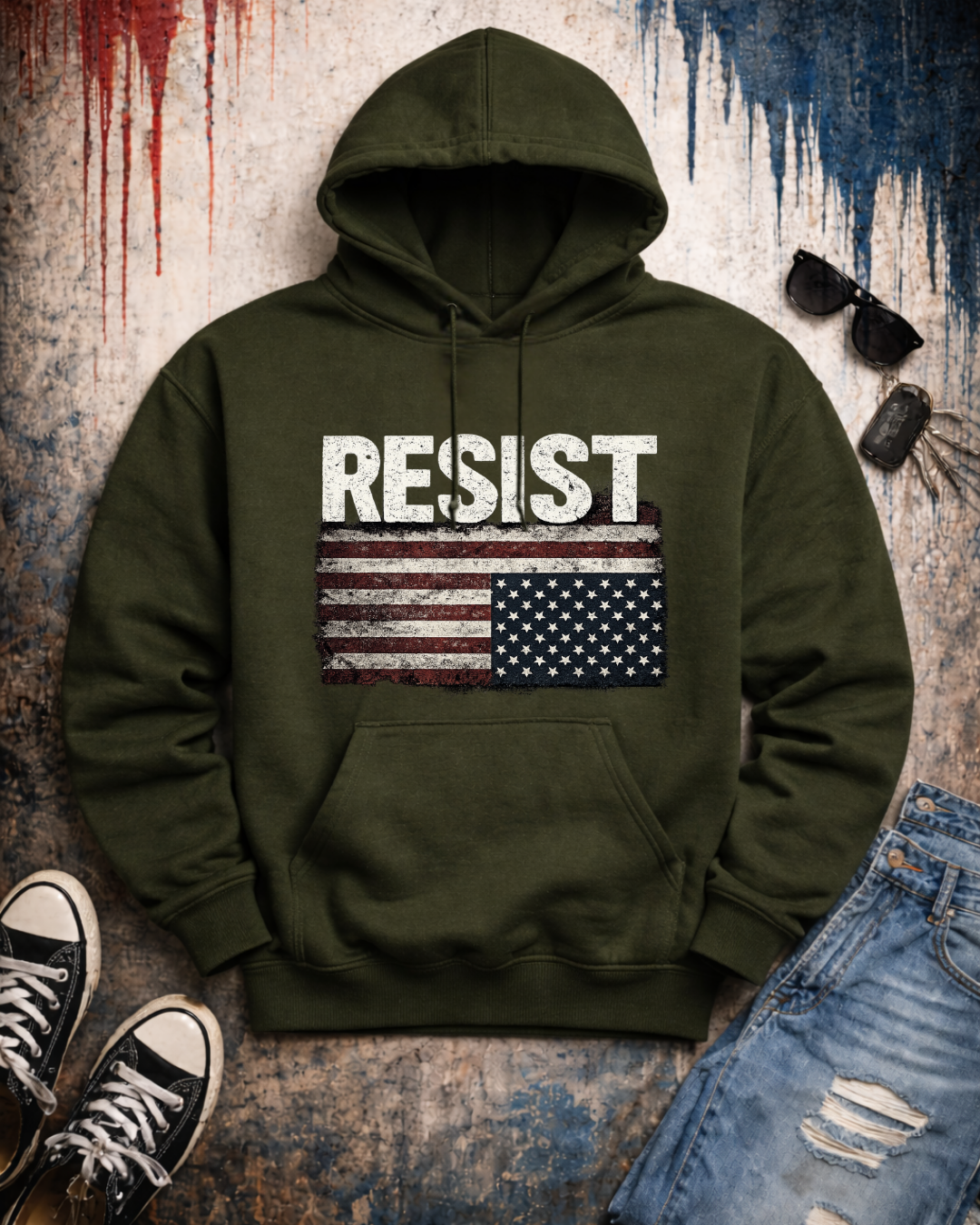 RESIST Hoodie | Unisex Heavy Blend Sweatshirt | Know Your Rights Back Print | Gildan 18500