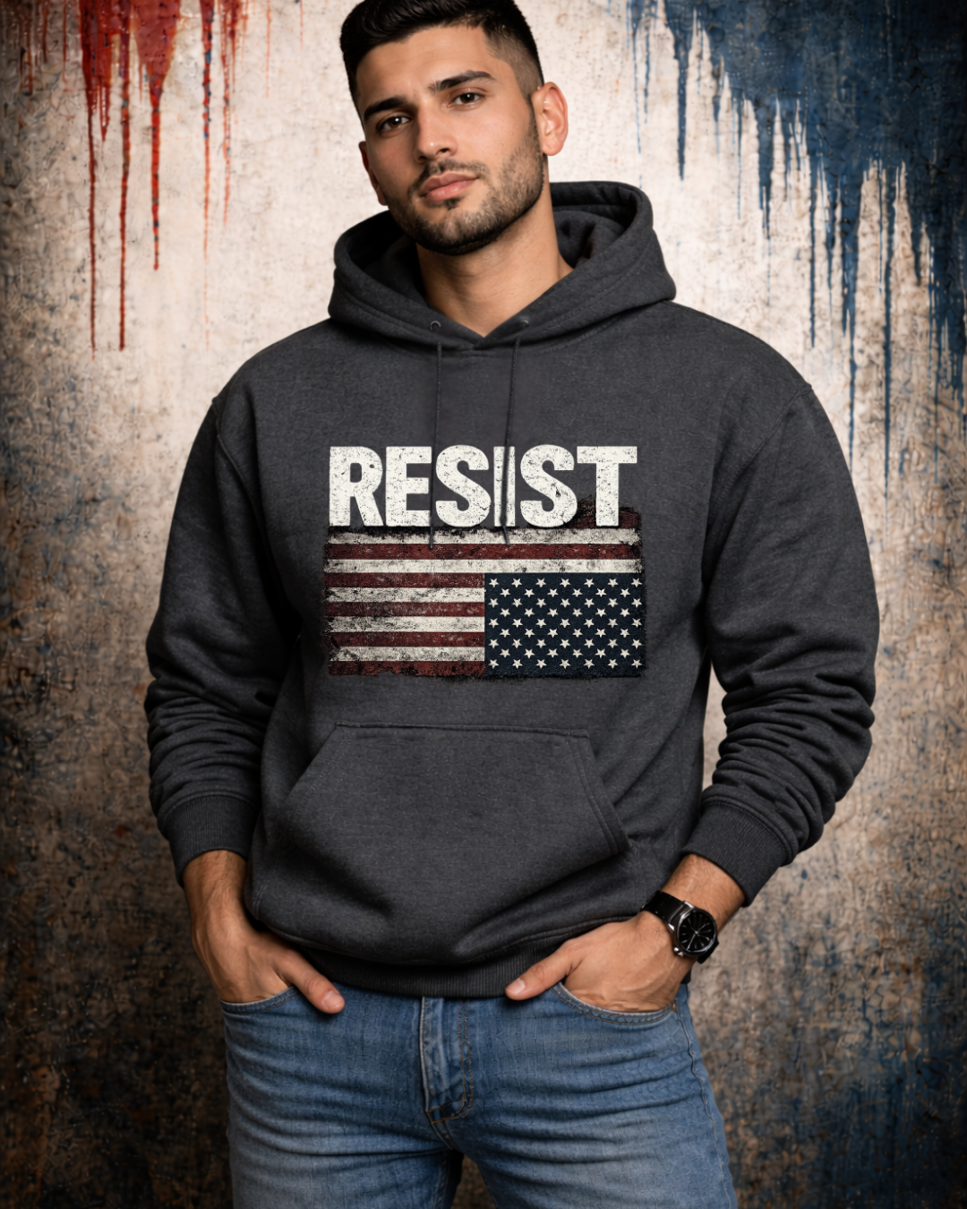 RESIST Hoodie | Unisex Heavy Blend Sweatshirt | Know Your Rights Back Print | Gildan 18500