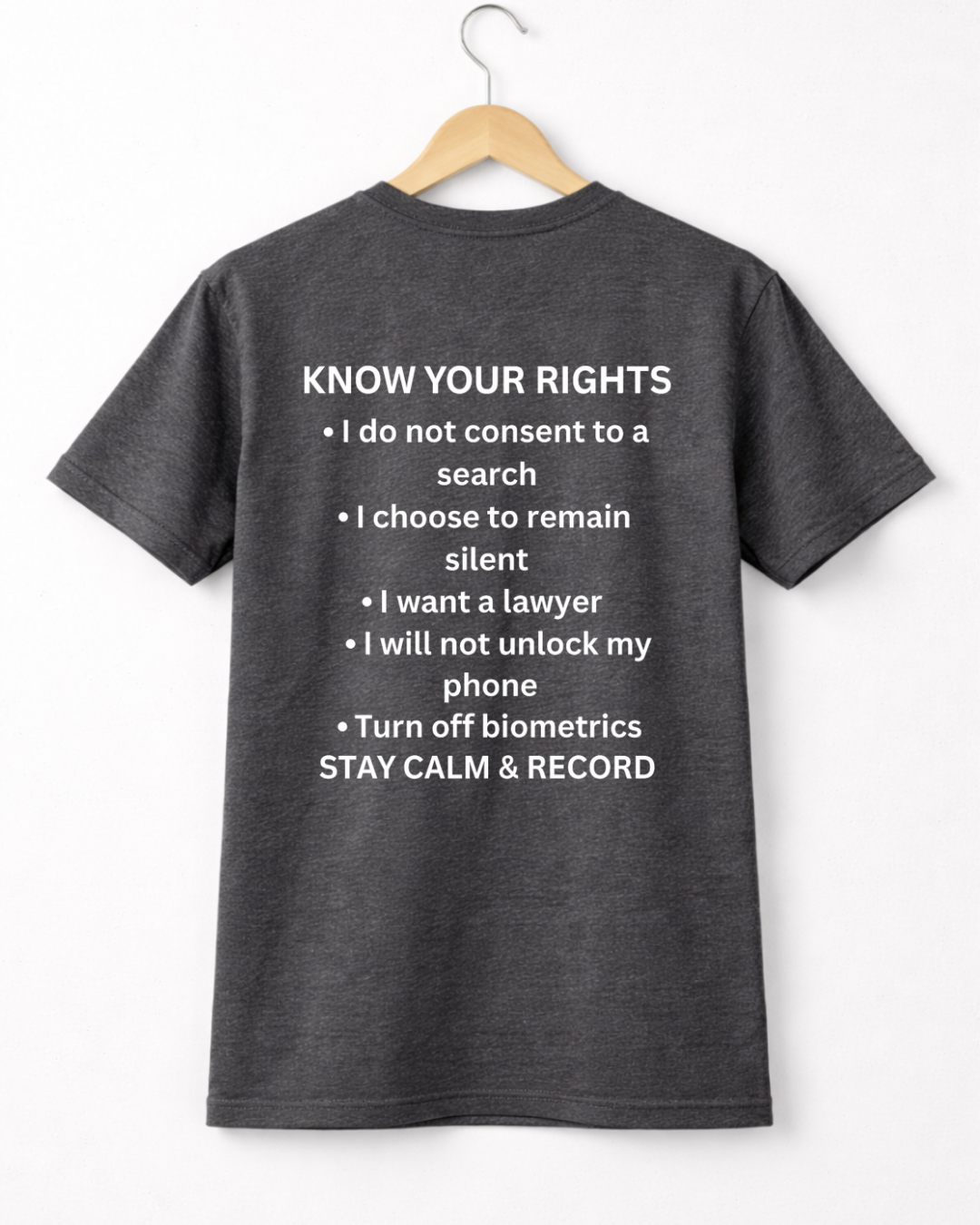 RESIST T-Shirt with Know Your Rights Back Print | Gildan 64000 Unisex Softstyle Tee