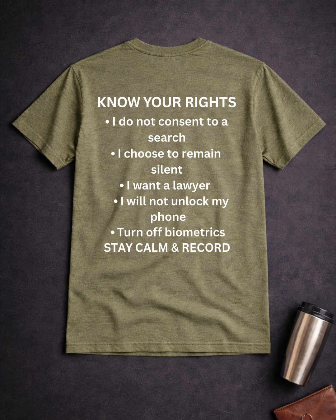 RESIST T-Shirt with Know Your Rights Back Print | Gildan 64000 Unisex Softstyle Tee
