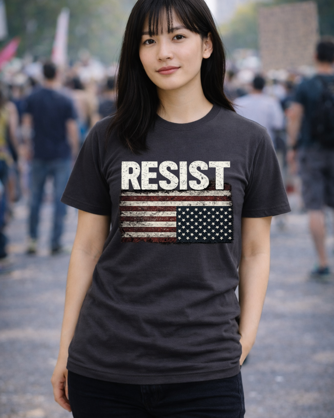 RESIST T-Shirt with Know Your Rights Back Print | Gildan 64000 Unisex Softstyle Tee
