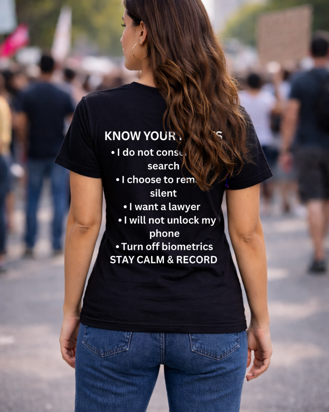 RESIST T-Shirt with Know Your Rights Back Print | Gildan 64000 Unisex Softstyle Tee