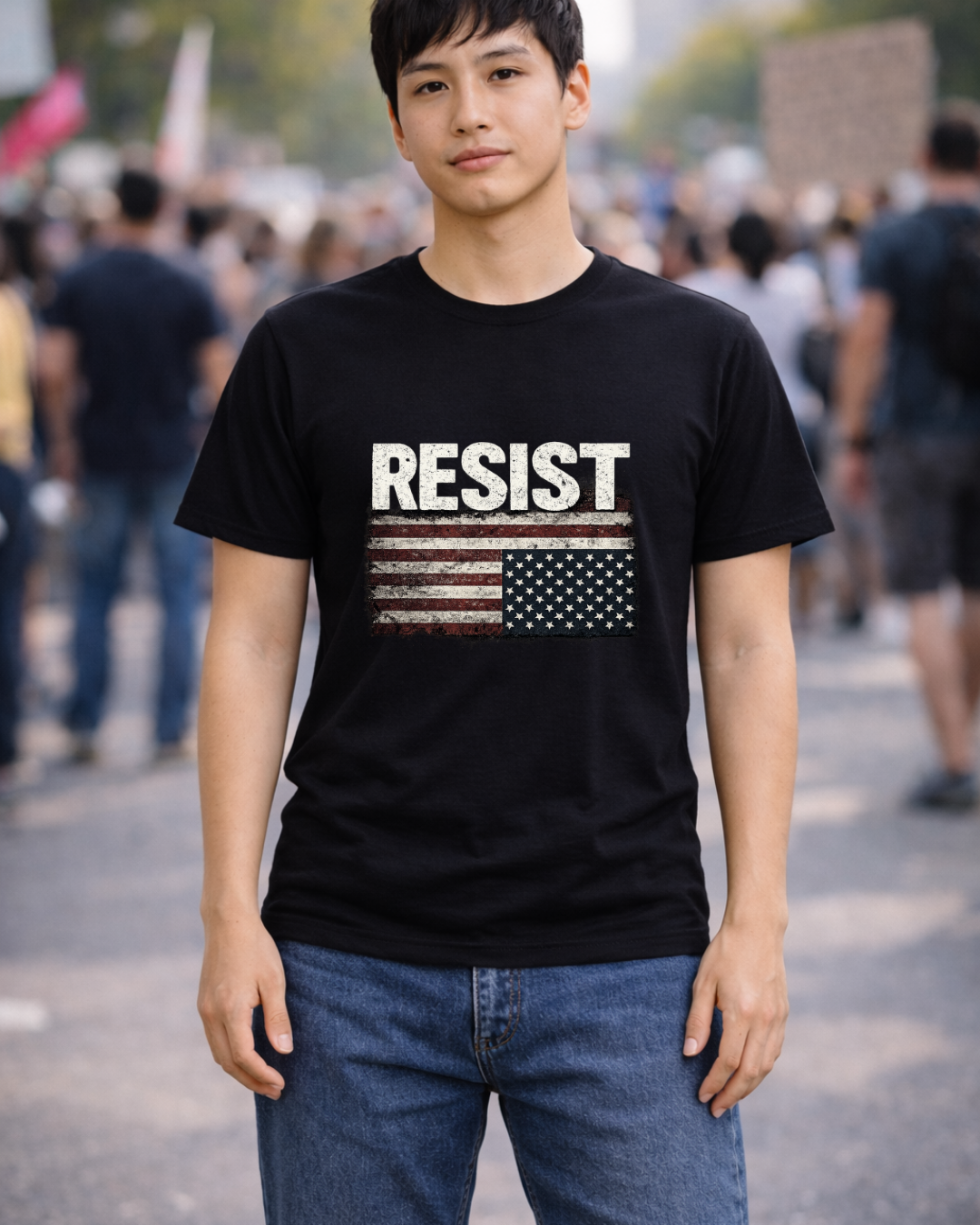 RESIST T-Shirt with Know Your Rights Back Print | Gildan 64000 Unisex Softstyle Tee