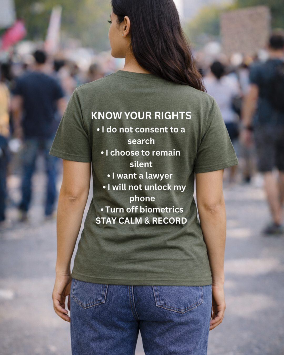 RESIST T-Shirt with Know Your Rights Back Print | Gildan 64000 Unisex Softstyle Tee