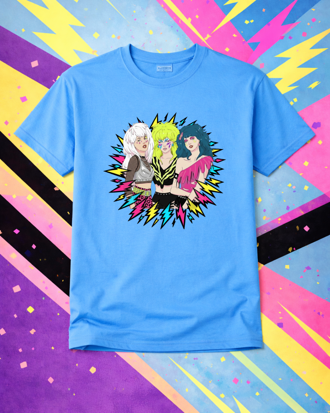 Retro 80s Neon Lightning Graphic T-Shirt | Gildan 64000 Softstyle Unisex Tee