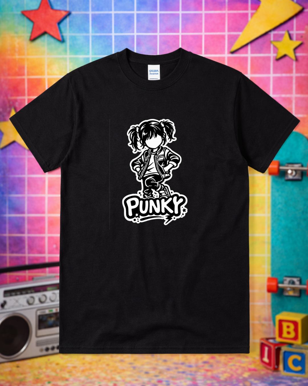 Punky Graphic Tee Shirt | Retro 80s Punk Unisex T-Shirt | Gildan 64000
