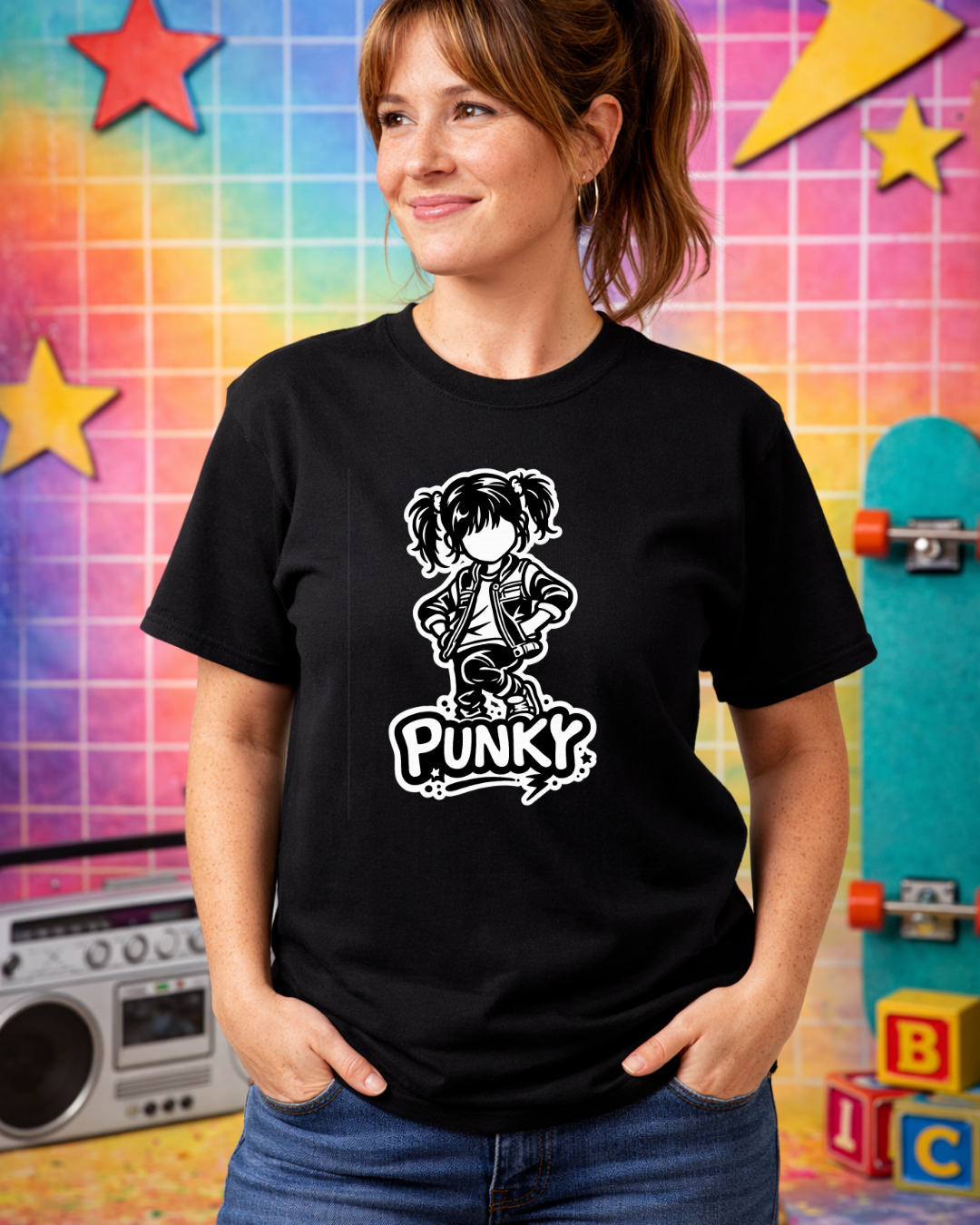 Punky Graphic Tee Shirt | Retro 80s Punk Unisex T-Shirt | Gildan 64000