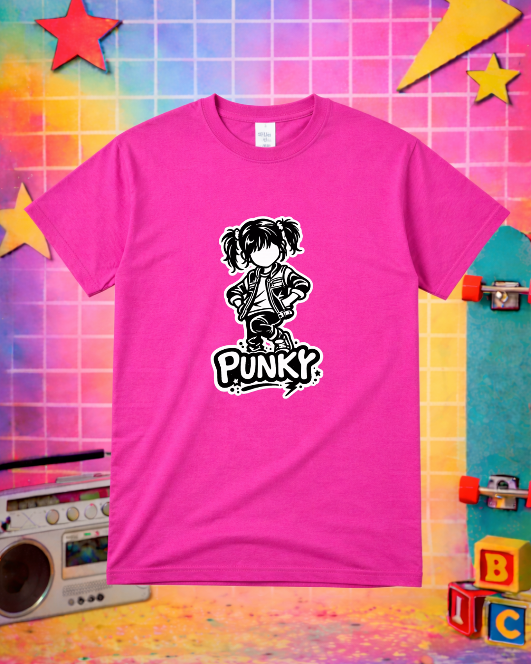 Punky Graphic Tee Shirt | Retro 80s Punk Unisex T-Shirt | Gildan 64000