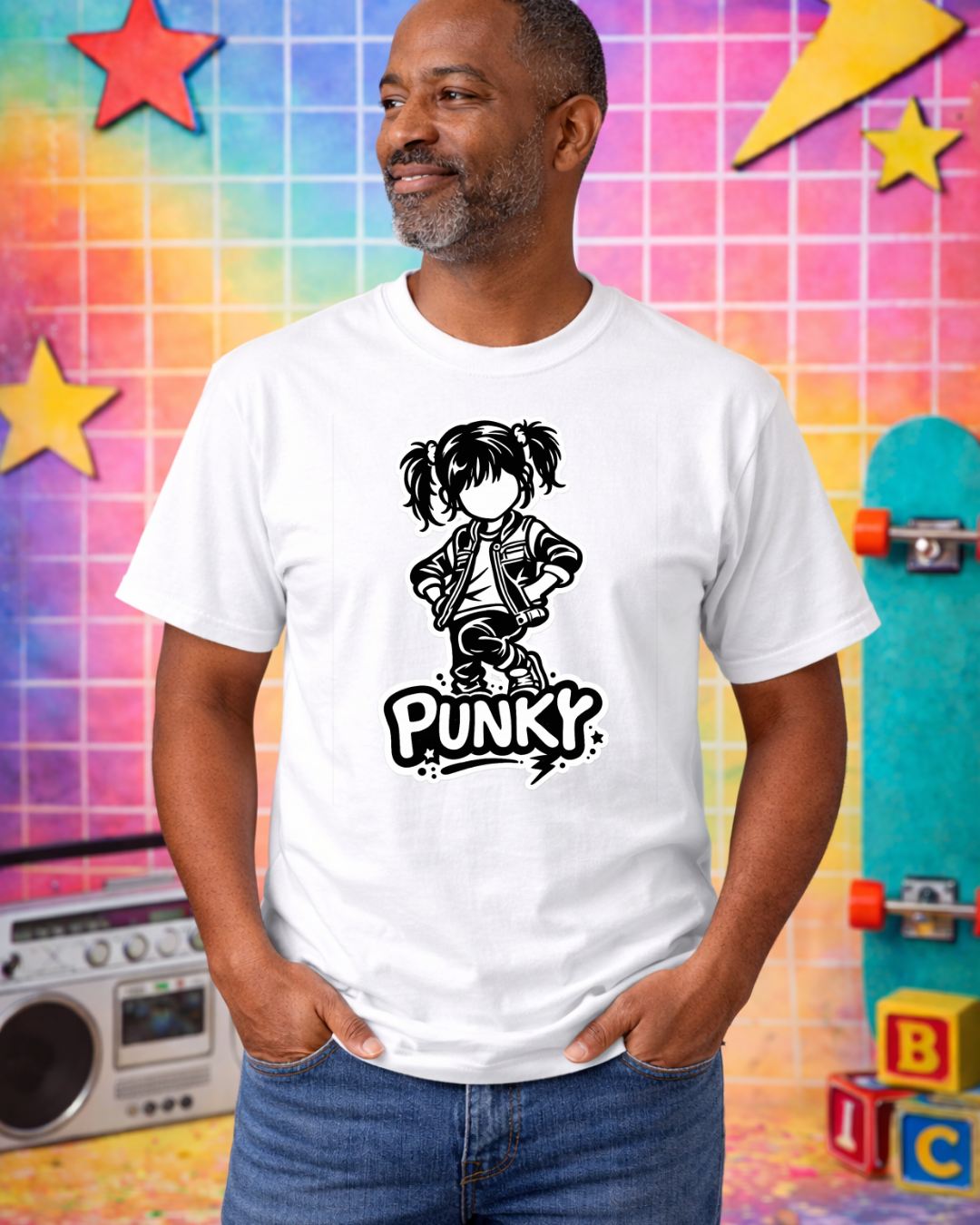 Punky Graphic Tee Shirt | Retro 80s Punk Unisex T-Shirt | Gildan 64000