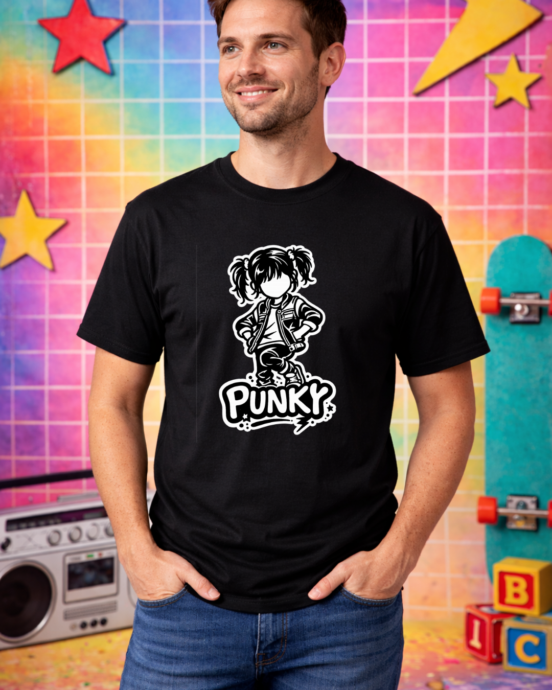 Punky Graphic Tee Shirt | Retro 80s Punk Unisex T-Shirt | Gildan 64000