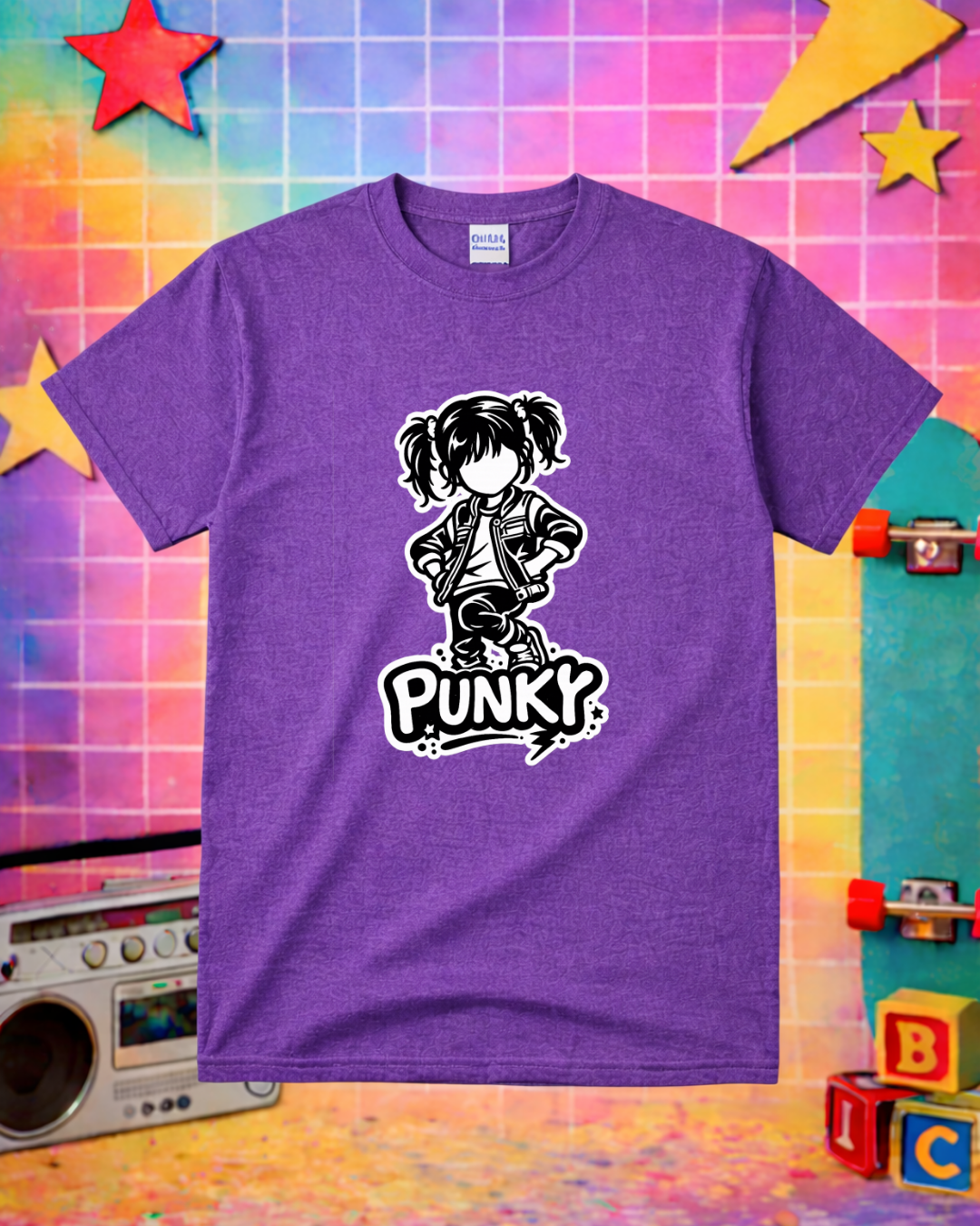 Punky Graphic Tee Shirt | Retro 80s Punk Unisex T-Shirt | Gildan 64000