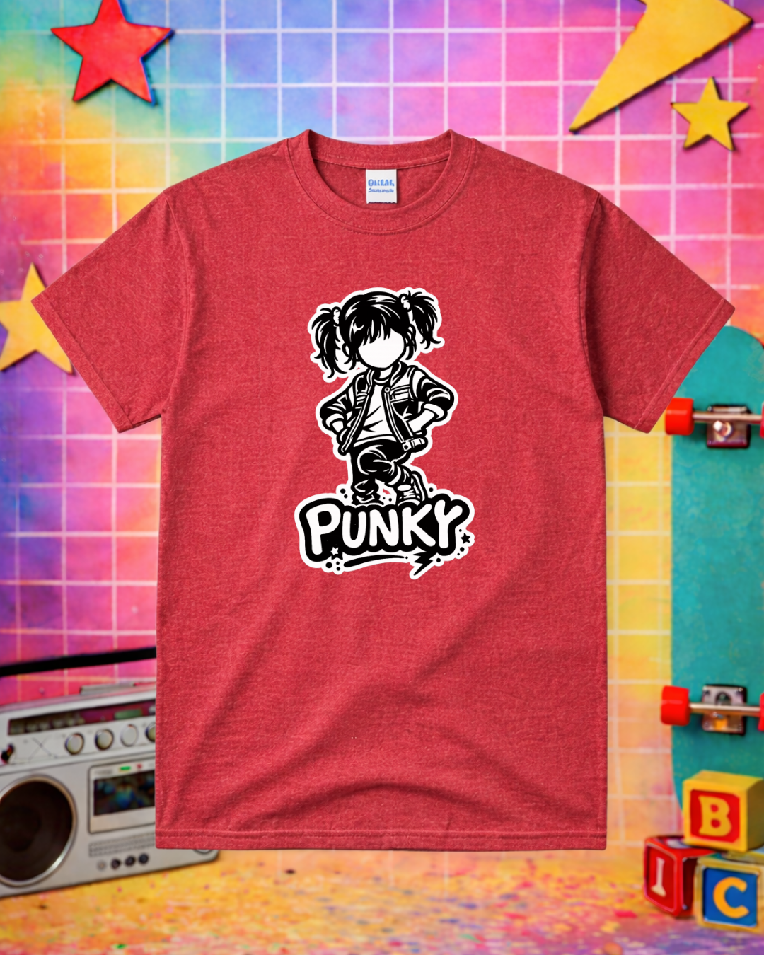 Punky Graphic Tee Shirt | Retro 80s Punk Unisex T-Shirt | Gildan 64000