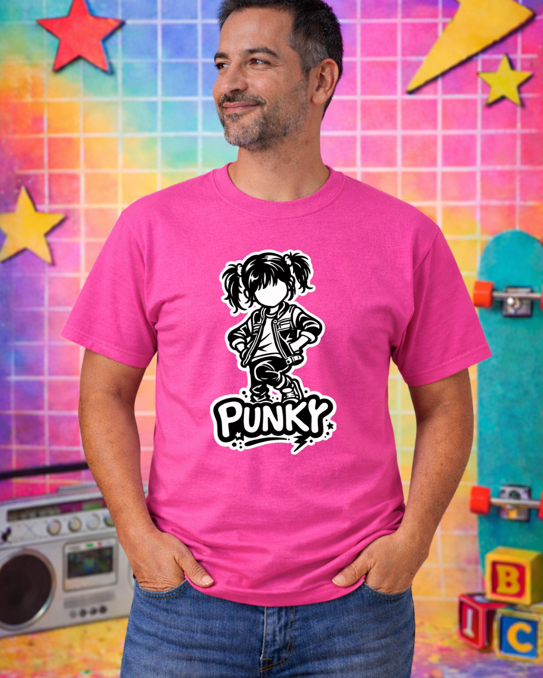 Punky Graphic Tee Shirt | Retro 80s Punk Unisex T-Shirt | Gildan 64000