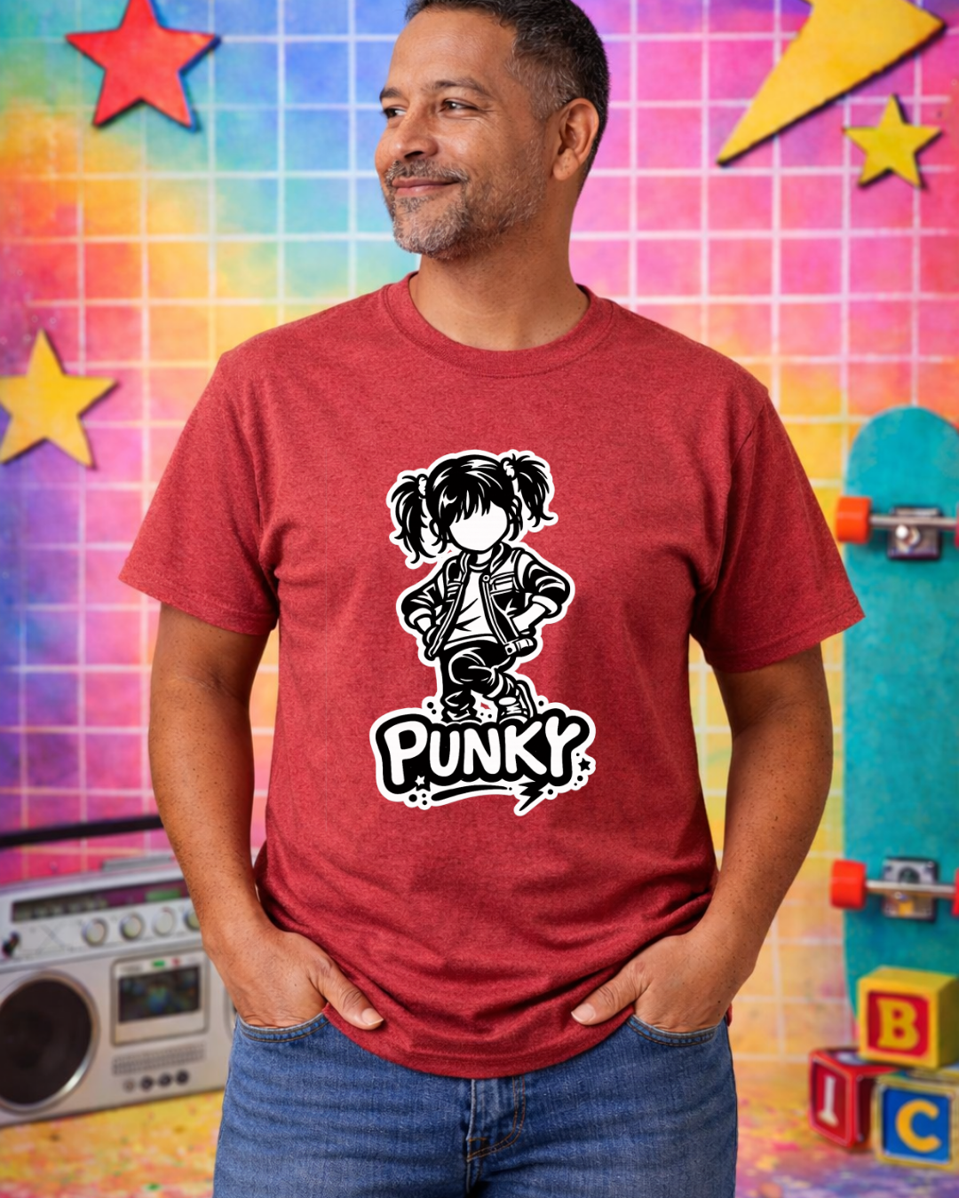 Punky Graphic Tee Shirt | Retro 80s Punk Unisex T-Shirt | Gildan 64000