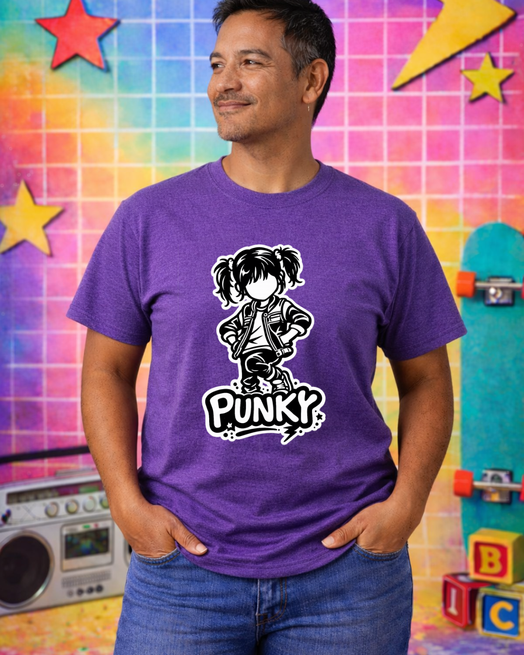 Punky Graphic Tee Shirt | Retro 80s Punk Unisex T-Shirt | Gildan 64000