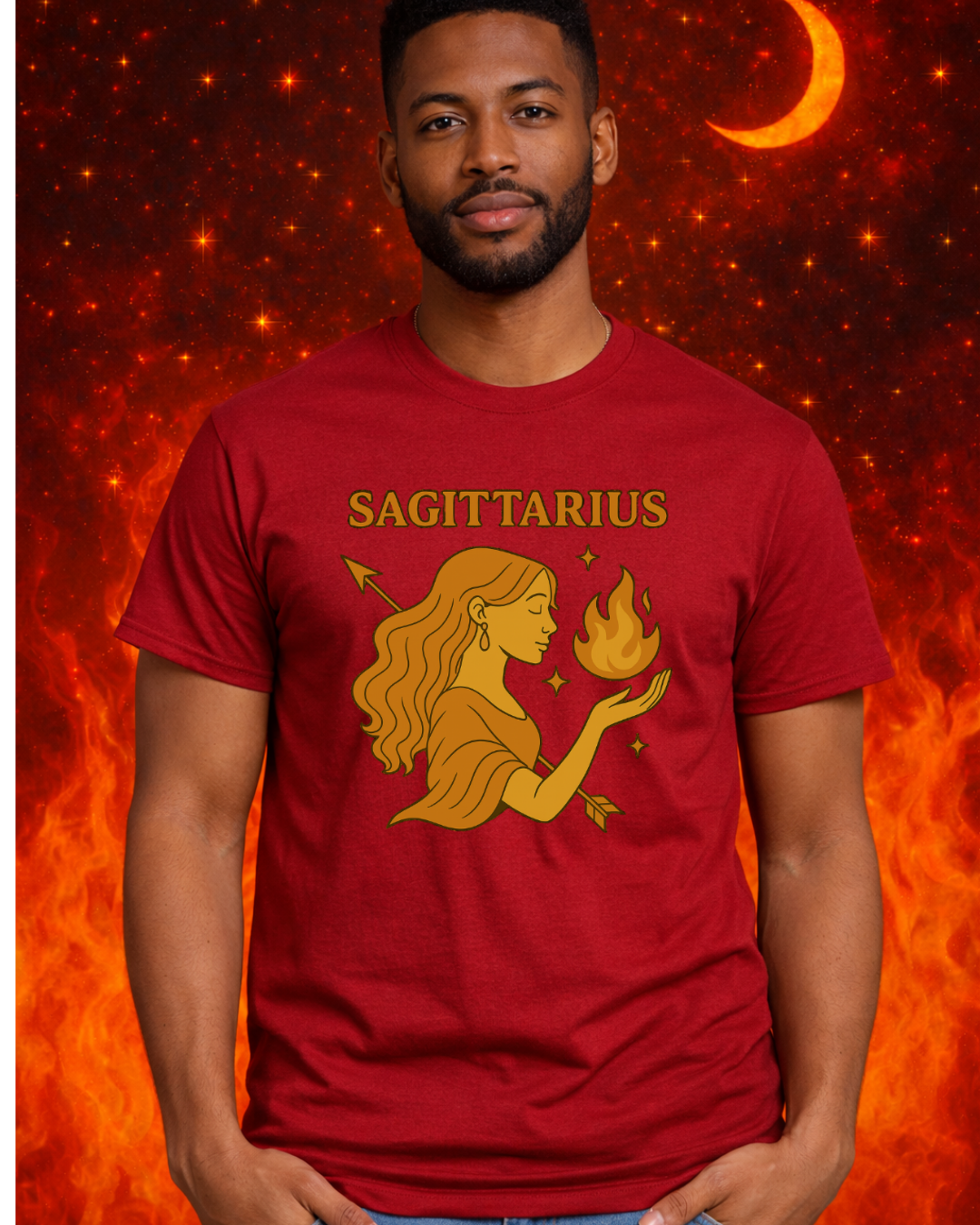Sagittarius Zodiac T-Shirt | Fire Sign Astrology Graphic Tee | Unisex Gildan 64000