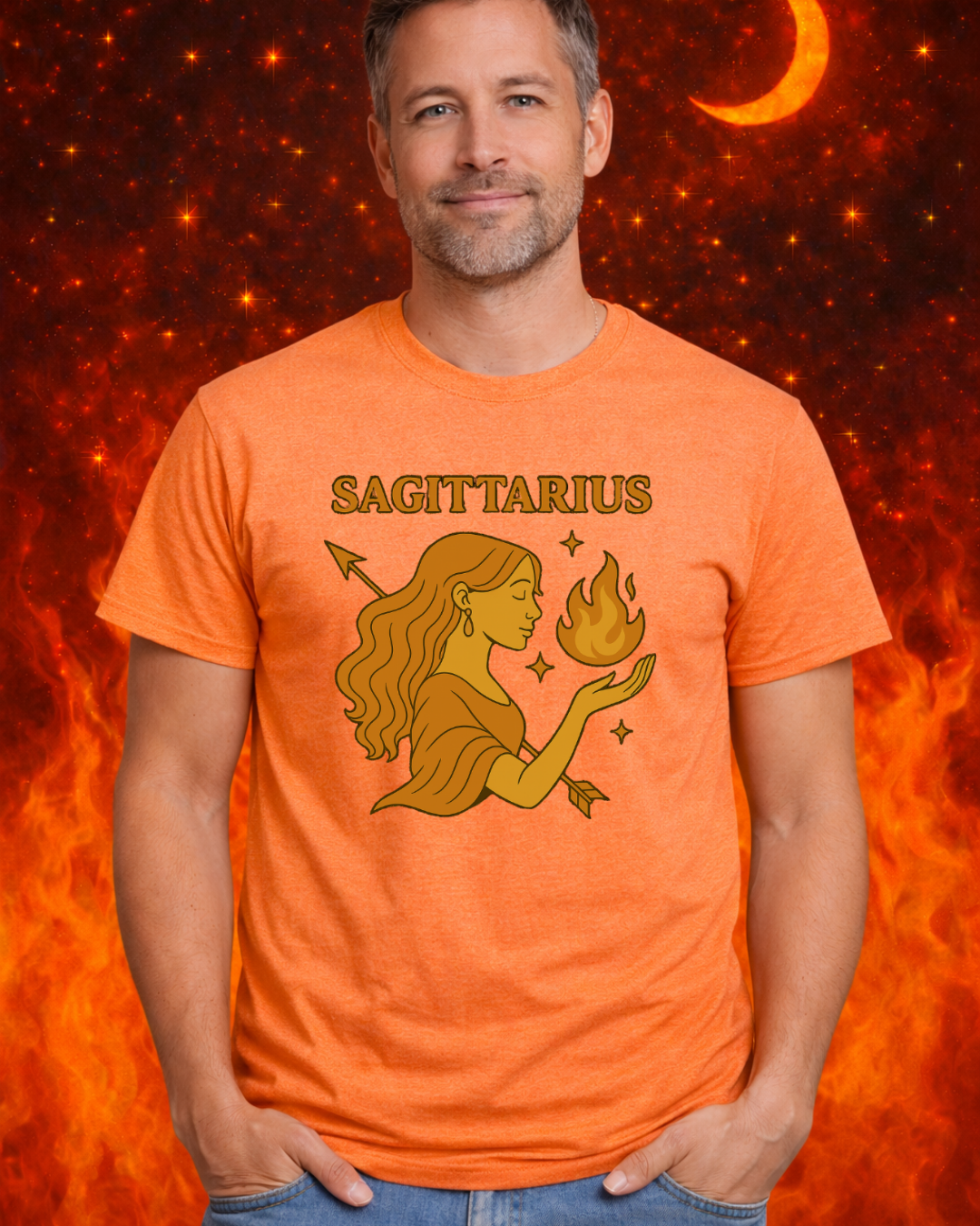 Sagittarius Zodiac T-Shirt | Fire Sign Astrology Graphic Tee | Unisex Gildan 64000