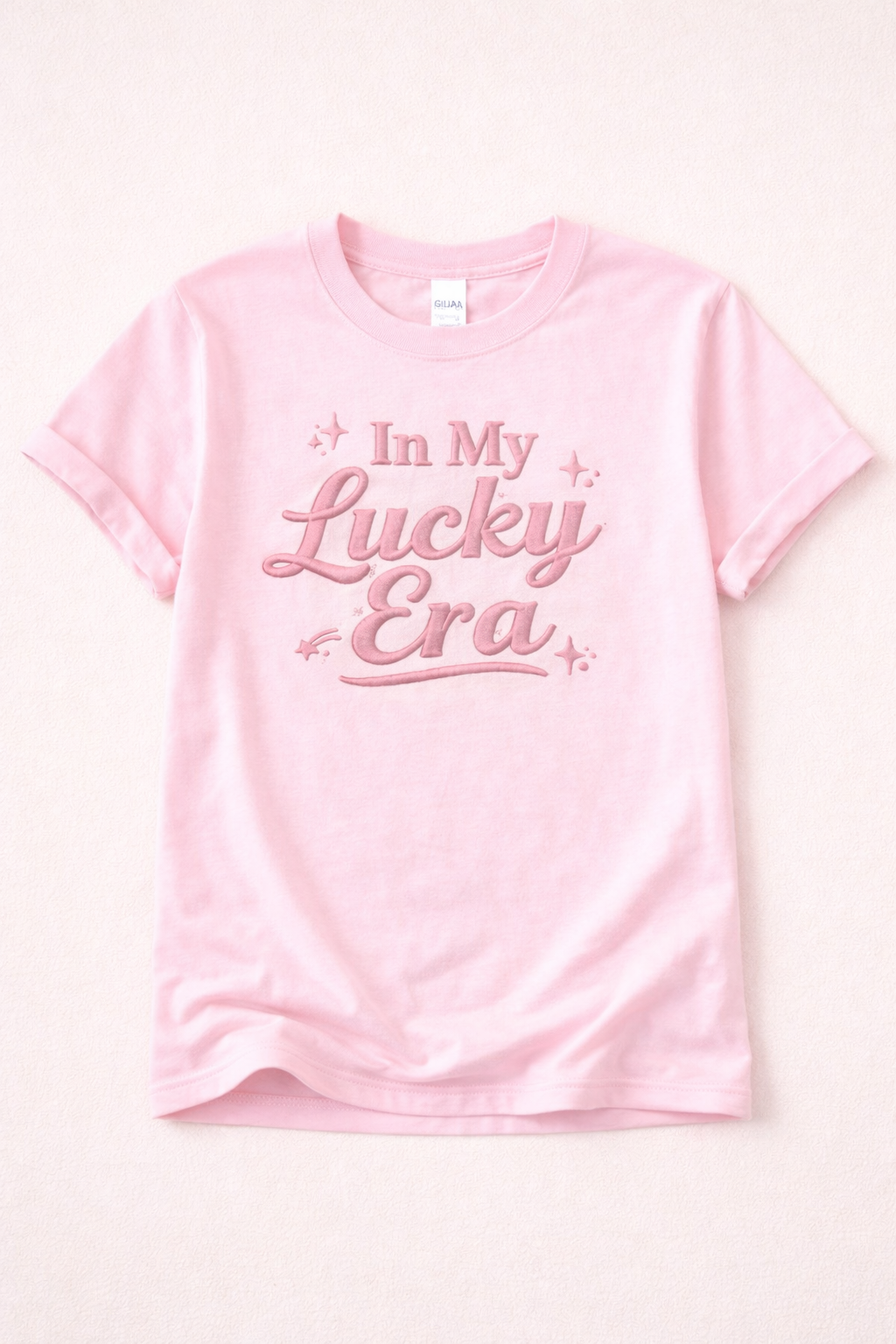 In My Lucky Era Shirt – Pink Script Lucky Girl Aesthetic Tee, Positive Quote Graphic T-Shirt for Women