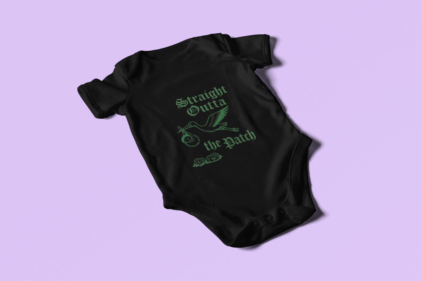 Straight Outta the Patch Baby Bodysuit – Funny Cabbage Patch Inspired Infant Onesie, Rabbit Skins 4424 Cotton Baby Outfit