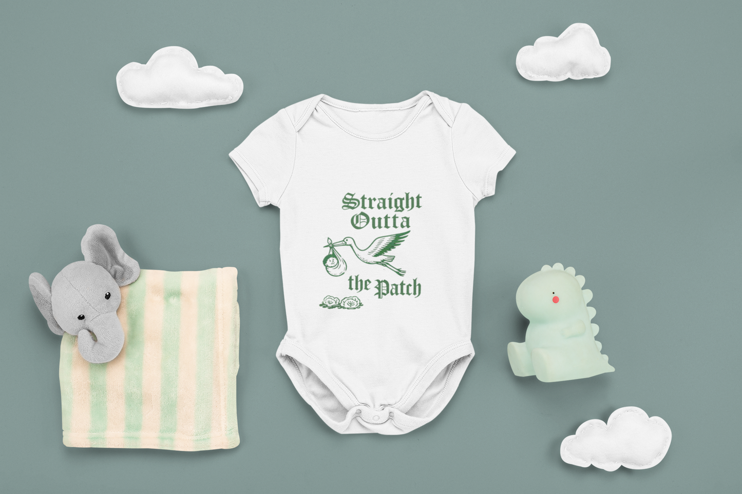 Straight Outta the Patch Baby Bodysuit – Funny Cabbage Patch Inspired Infant Onesie, Rabbit Skins 4424 Cotton Baby Outfit