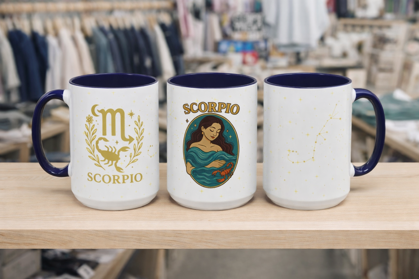 Scorpio Zodiac Mug – Astrology Coffee Cup – Scorpio Birthday Gift – Celestial Horoscope Two Tone Mug – Scorpio Constellation Cup