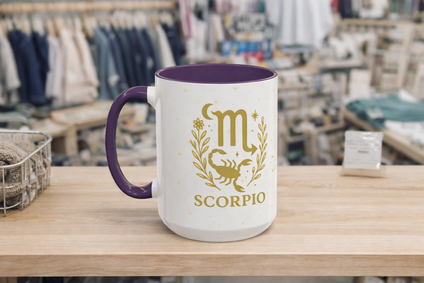 Scorpio Zodiac Mug – Astrology Coffee Cup – Scorpio Birthday Gift – Celestial Horoscope Two Tone Mug – Scorpio Constellation Cup