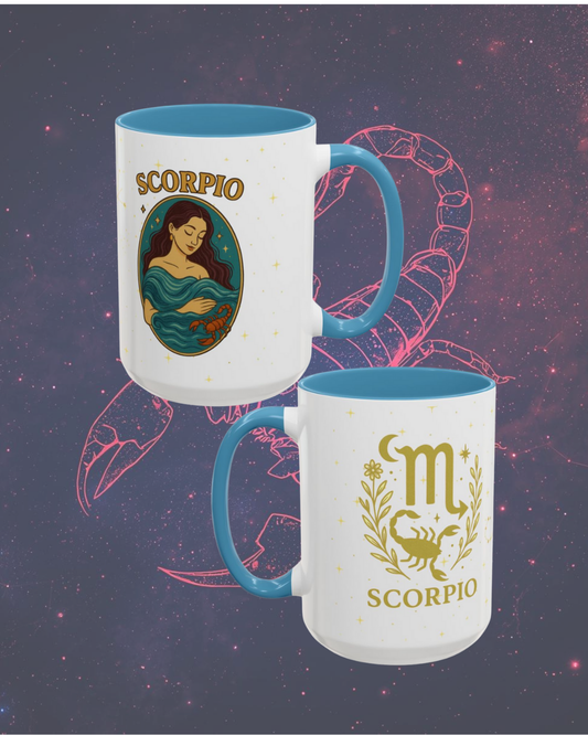 Scorpio Zodiac Mug – Astrology Coffee Cup – Scorpio Birthday Gift – Celestial Horoscope Two Tone Mug – Scorpio Constellation Cup
