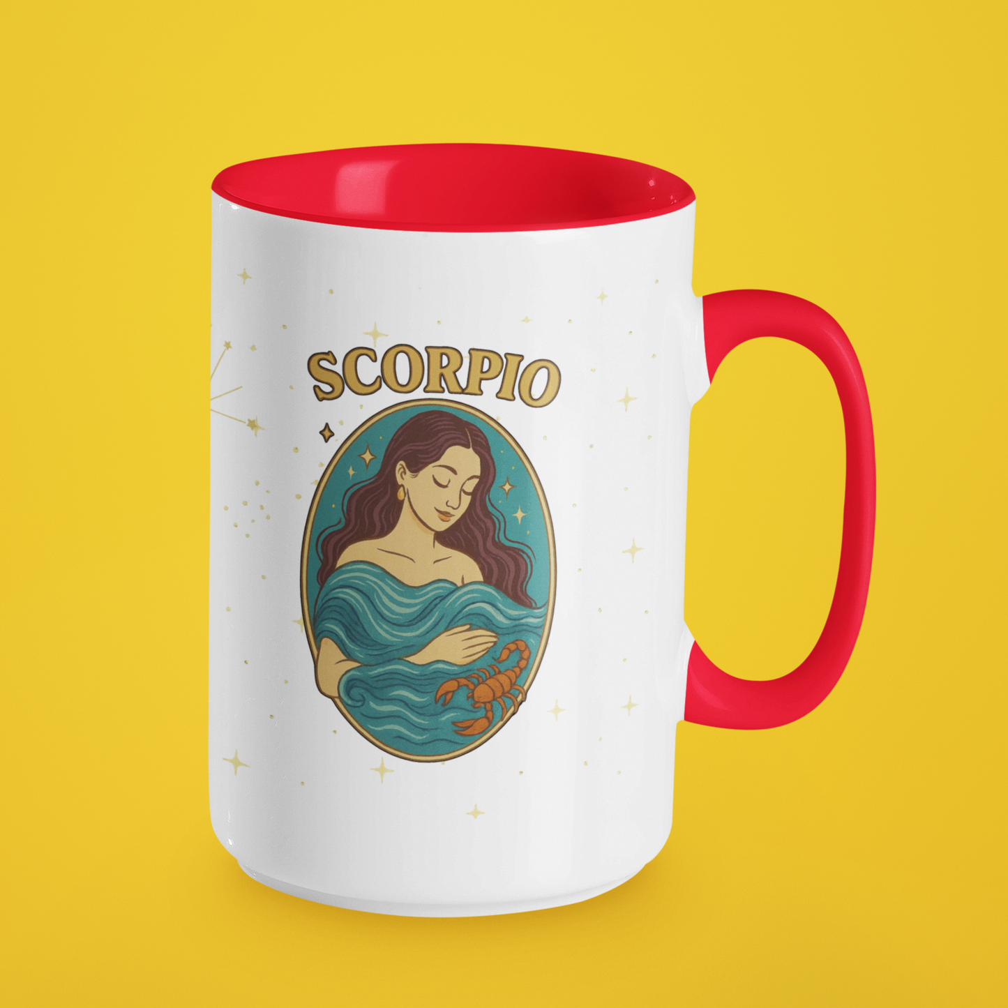 Scorpio Zodiac Mug – Astrology Coffee Cup – Scorpio Birthday Gift – Celestial Horoscope Two Tone Mug – Scorpio Constellation Cup