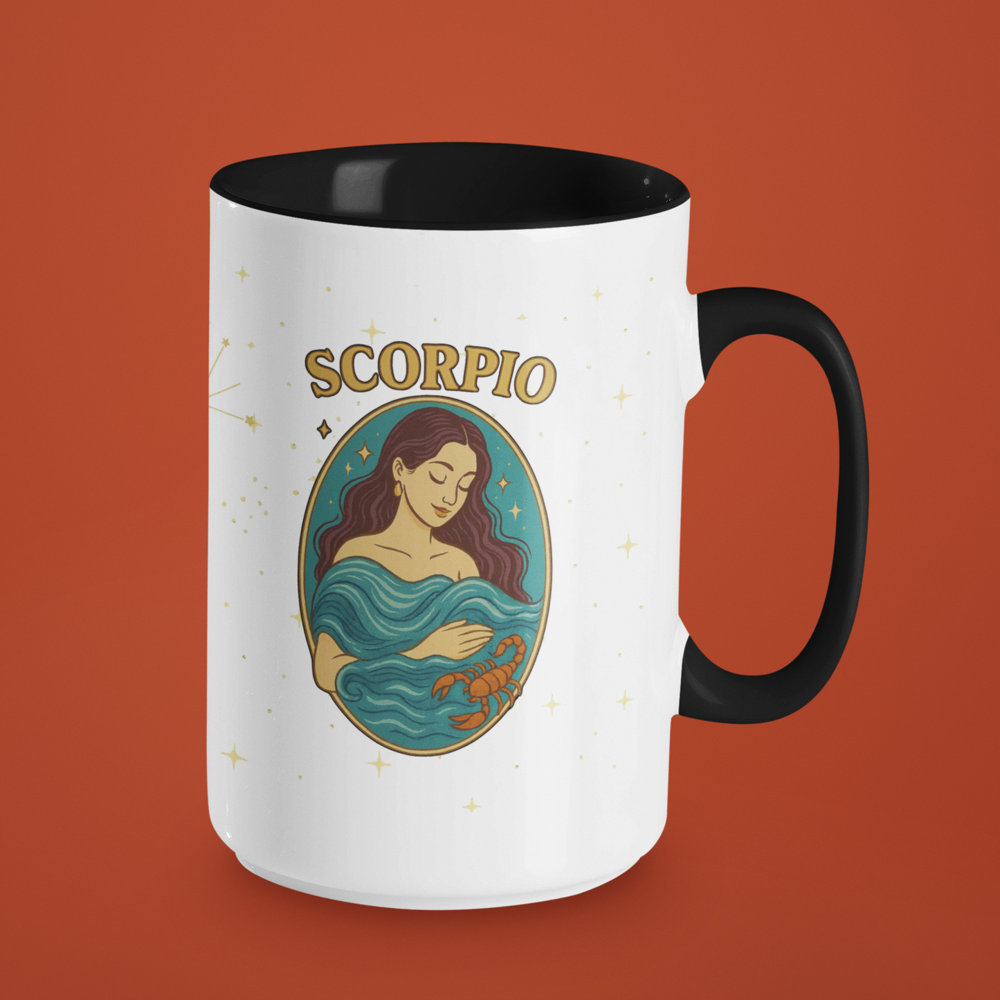 Scorpio Zodiac Mug – Astrology Coffee Cup – Scorpio Birthday Gift – Celestial Horoscope Two Tone Mug – Scorpio Constellation Cup