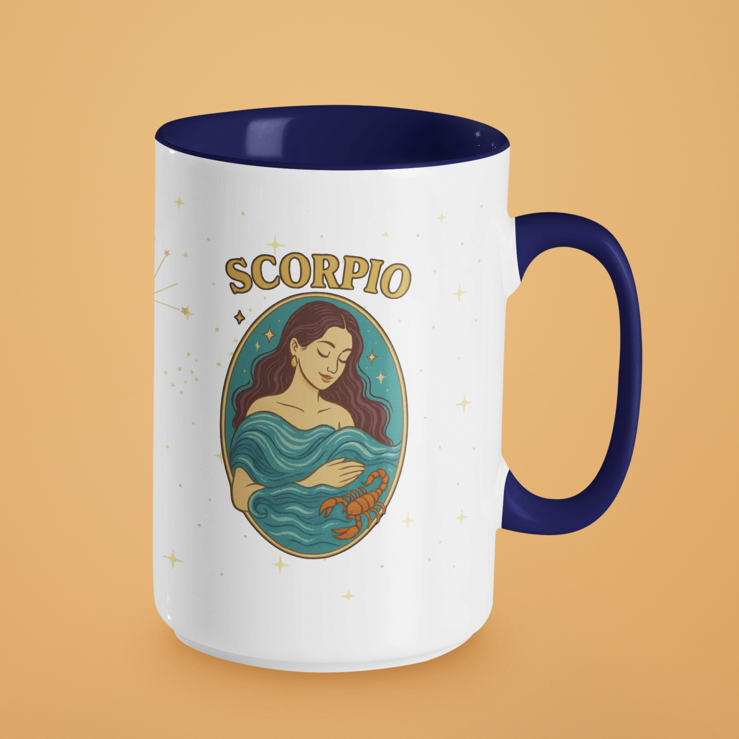 Scorpio Zodiac Mug – Astrology Coffee Cup – Scorpio Birthday Gift – Celestial Horoscope Two Tone Mug – Scorpio Constellation Cup