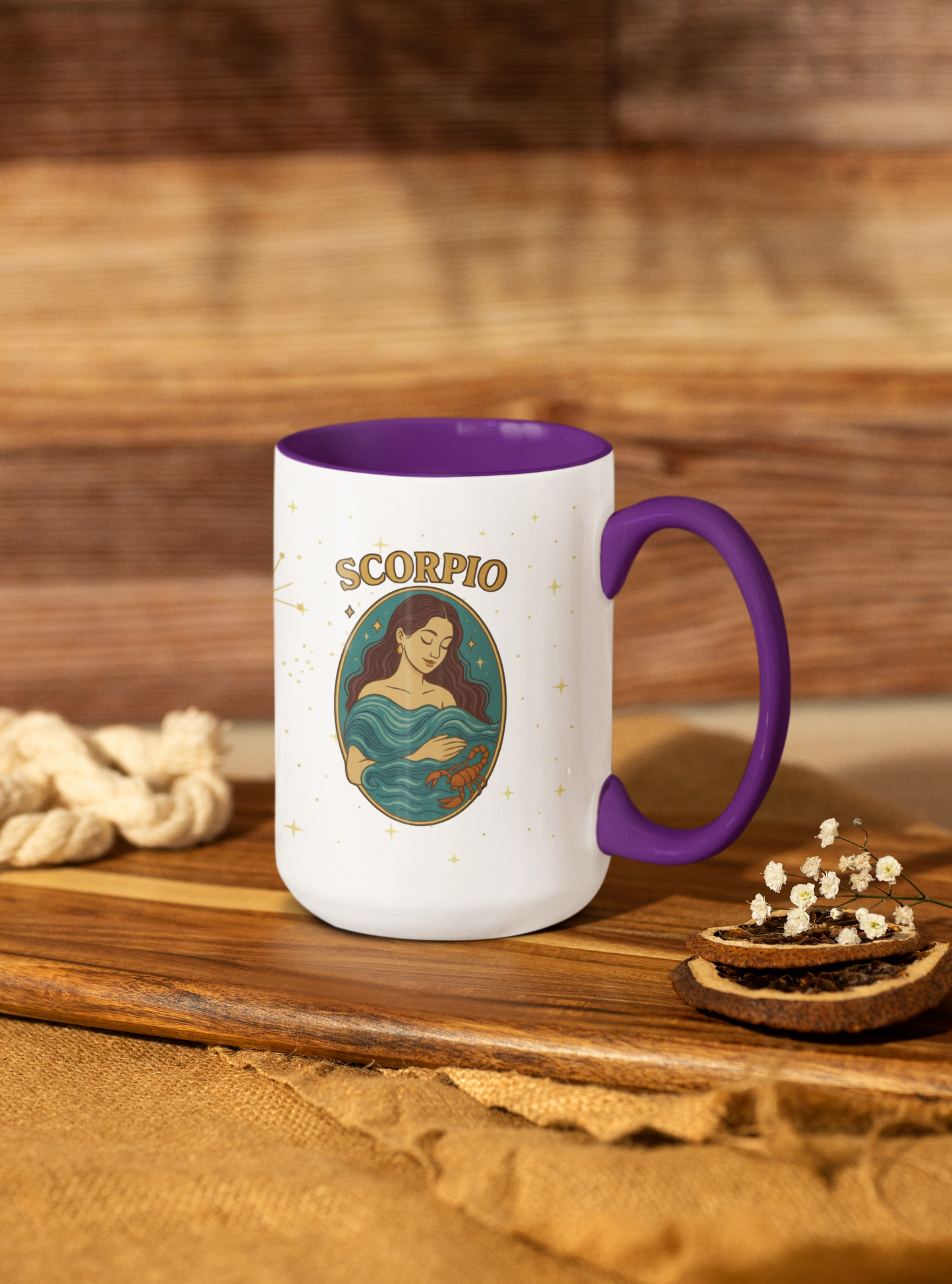 Scorpio Zodiac Mug – Astrology Coffee Cup – Scorpio Birthday Gift – Celestial Horoscope Two Tone Mug – Scorpio Constellation Cup