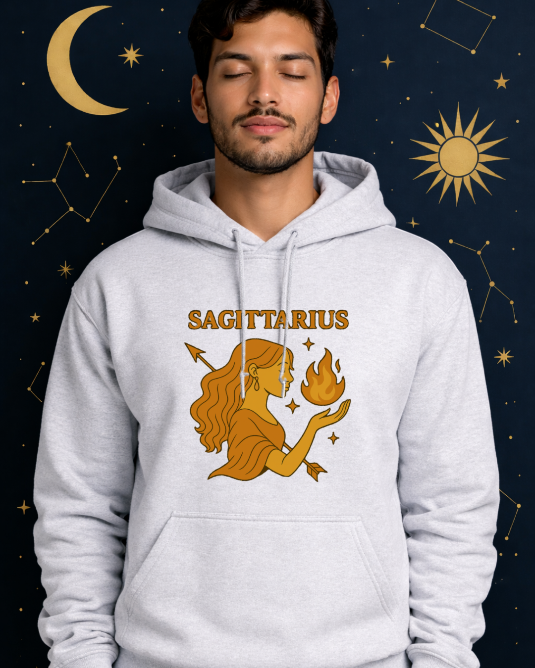 Sagittarius Zodiac Hoodie – Astrology Sweatshirt – Celestial Star Sign Hoodie – Unisex Sagittarius Gift – Gildan 18500 Heavy Blend