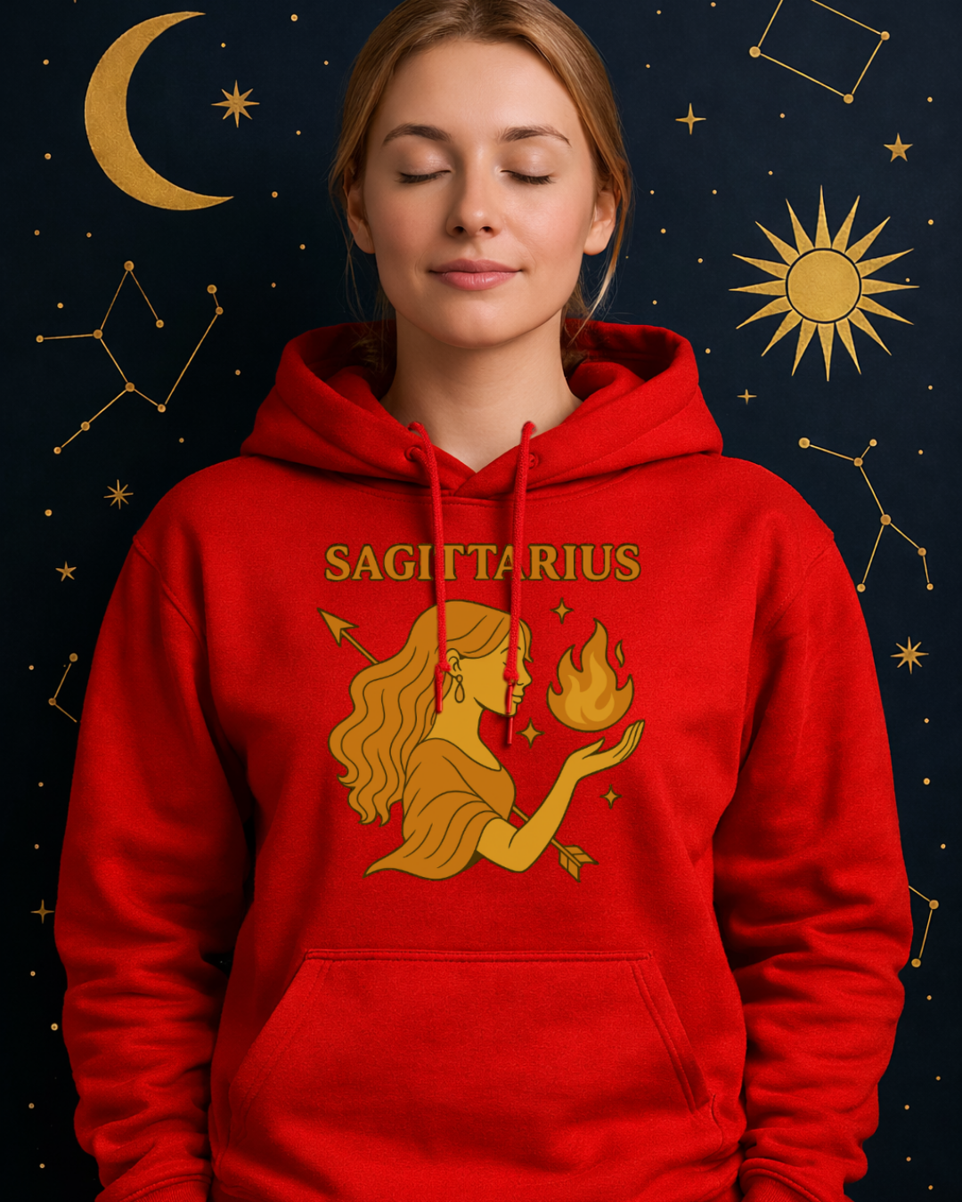 Sagittarius Zodiac Hoodie – Astrology Sweatshirt – Celestial Star Sign Hoodie – Unisex Sagittarius Gift – Gildan 18500 Heavy Blend