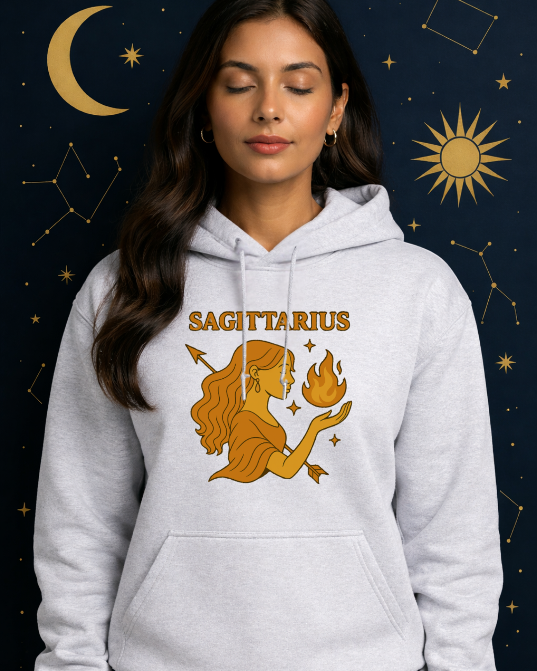 Sagittarius Zodiac Hoodie – Astrology Sweatshirt – Celestial Star Sign Hoodie – Unisex Sagittarius Gift – Gildan 18500 Heavy Blend