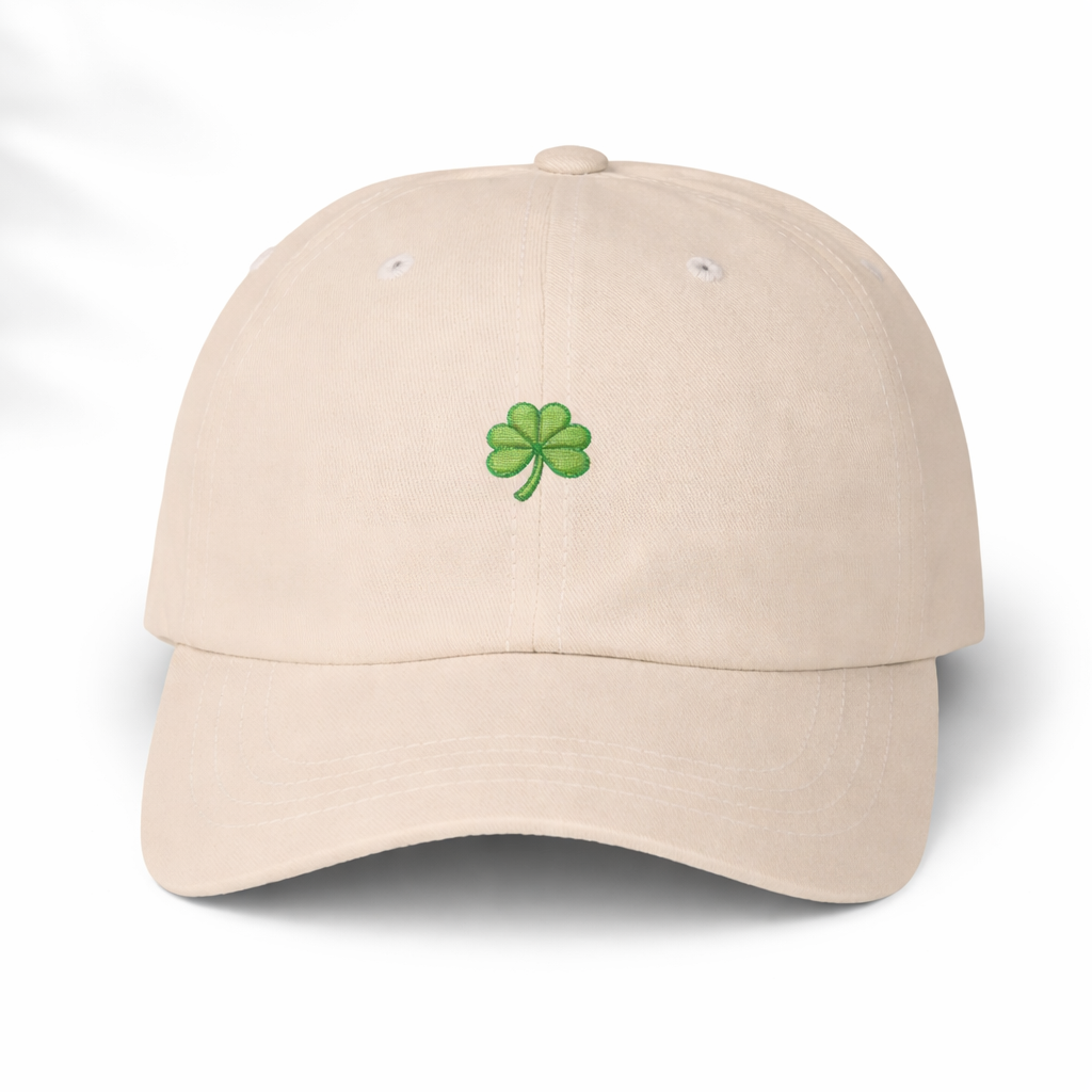 Lucky Shamrock Dad Hat | Embroidered Four Leaf Clover Cap | St Patricks Day Hat | Irish Gift | Minimalist Green Clover Baseball Cap