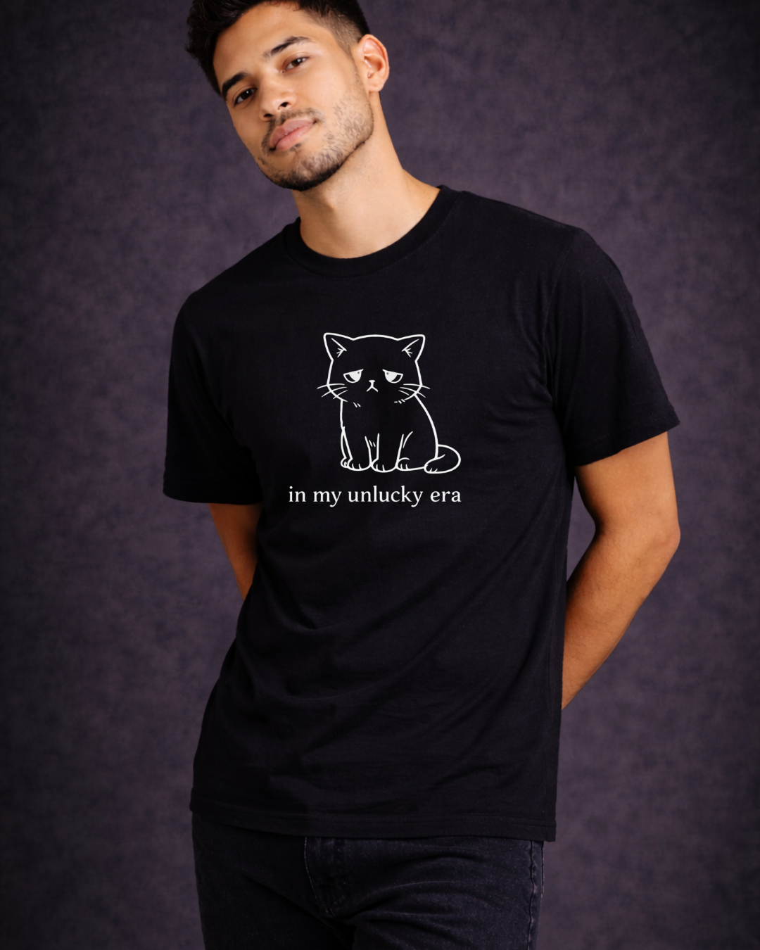In My Unlucky Era Cat Shirt – Funny Sad Cat Graphic Tee – Cute Relatable Mood Unisex T-Shirt