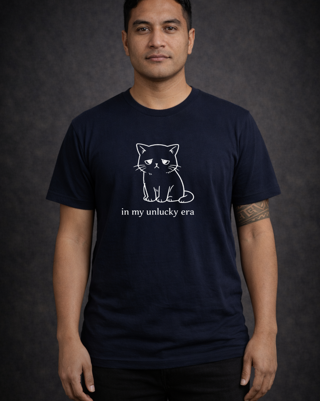 In My Unlucky Era Cat Shirt – Funny Sad Cat Graphic Tee – Cute Relatable Mood Unisex T-Shirt