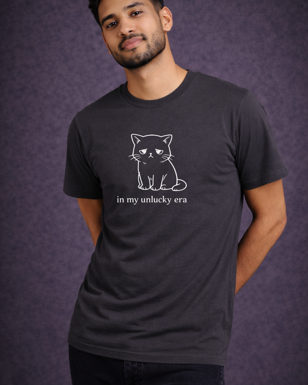 In My Unlucky Era Cat Shirt – Funny Sad Cat Graphic Tee – Cute Relatable Mood Unisex T-Shirt