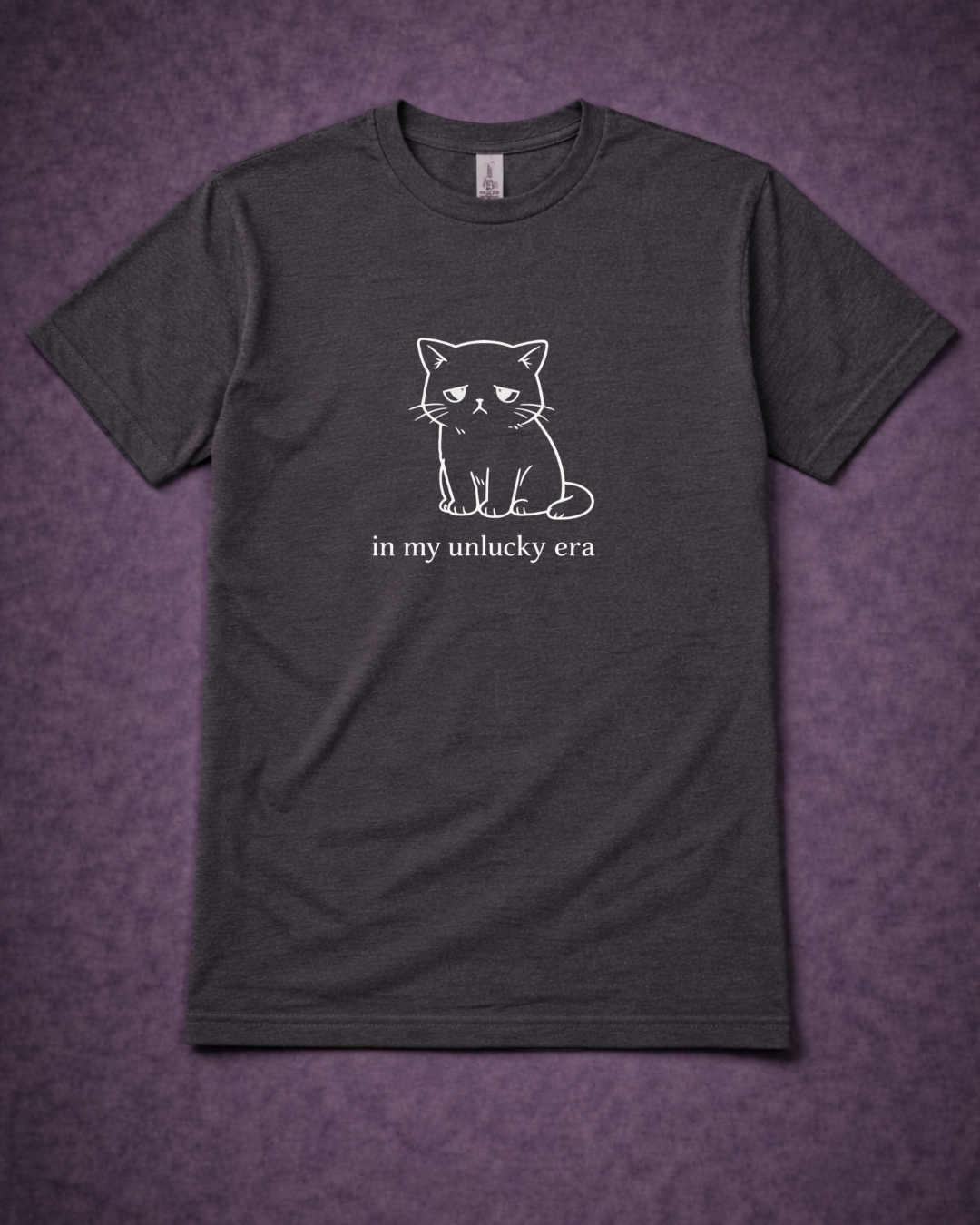 In My Unlucky Era Cat Shirt – Funny Sad Cat Graphic Tee – Cute Relatable Mood Unisex T-Shirt