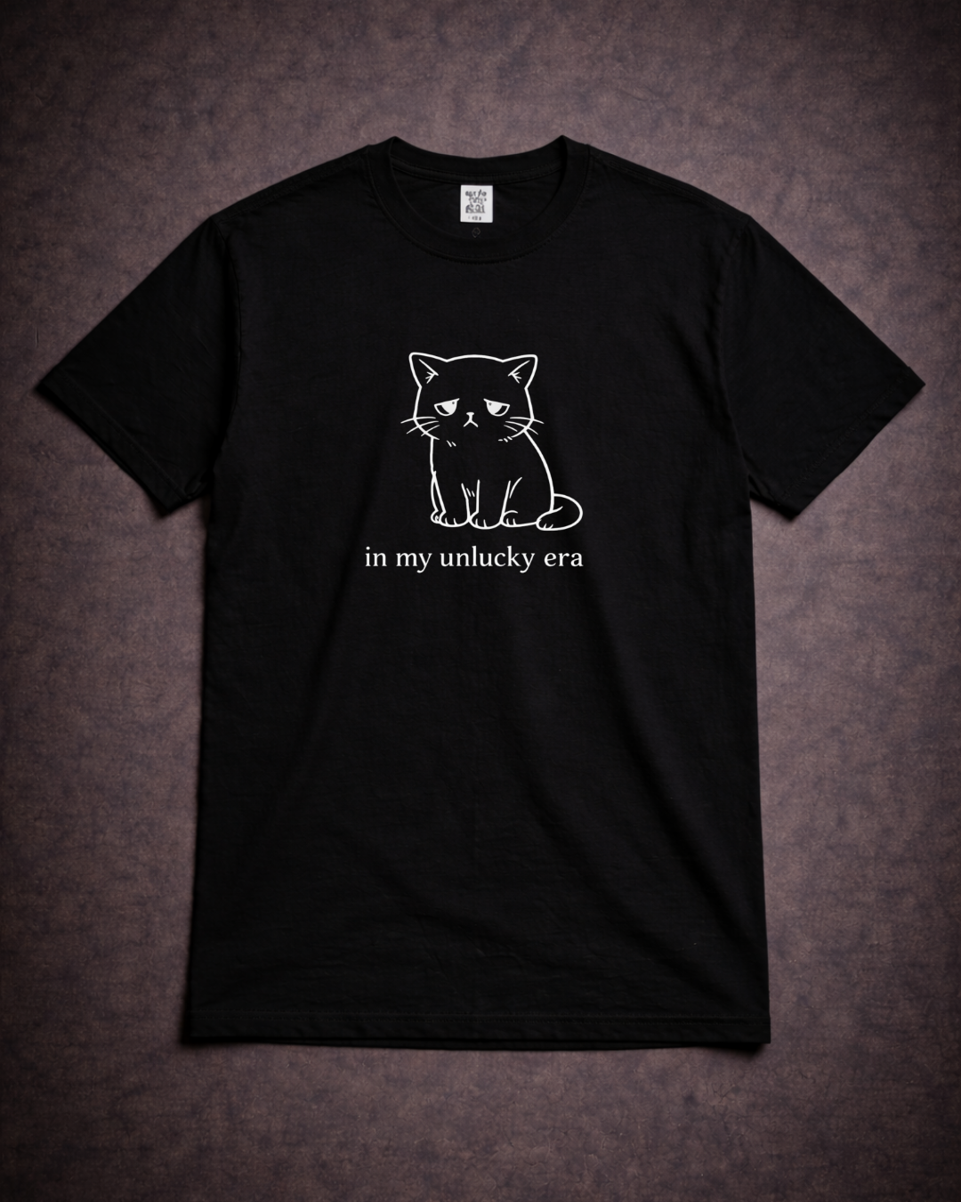 In My Unlucky Era Cat Shirt – Funny Sad Cat Graphic Tee – Cute Relatable Mood Unisex T-Shirt