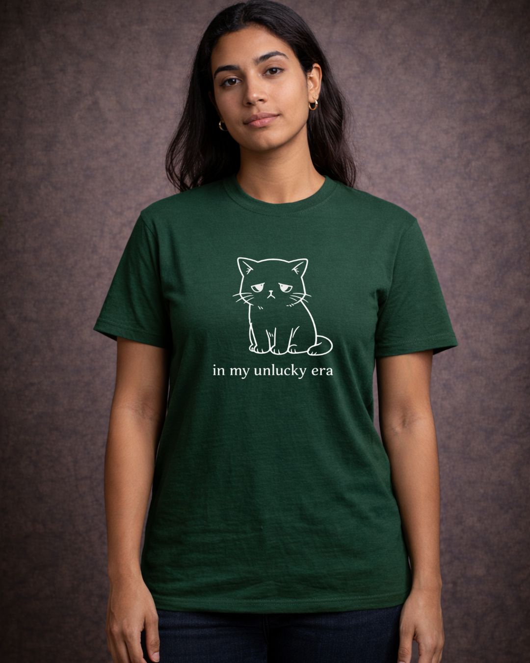 In My Unlucky Era Cat Shirt – Funny Sad Cat Graphic Tee – Cute Relatable Mood Unisex T-Shirt