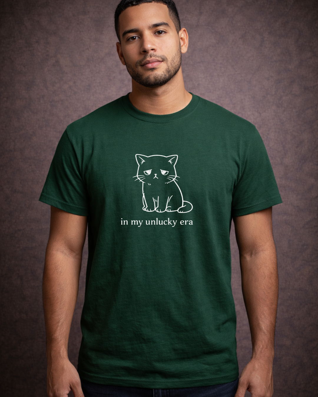 In My Unlucky Era Cat Shirt – Funny Sad Cat Graphic Tee – Cute Relatable Mood Unisex T-Shirt