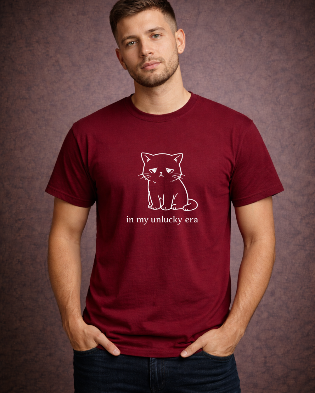 In My Unlucky Era Cat Shirt – Funny Sad Cat Graphic Tee – Cute Relatable Mood Unisex T-Shirt